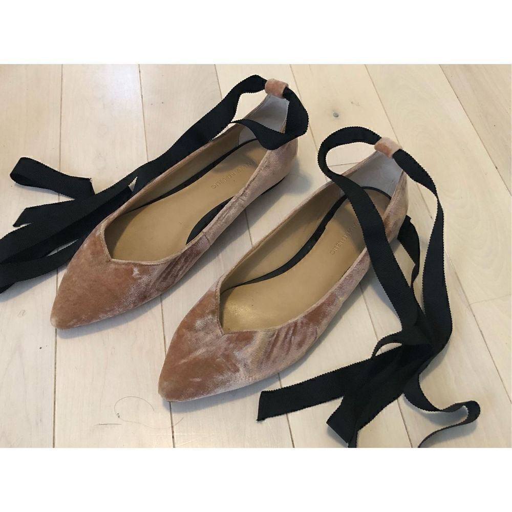 Banana Republic Dusty Rose Velvet Ankle Tie Flats Ballet Shoes